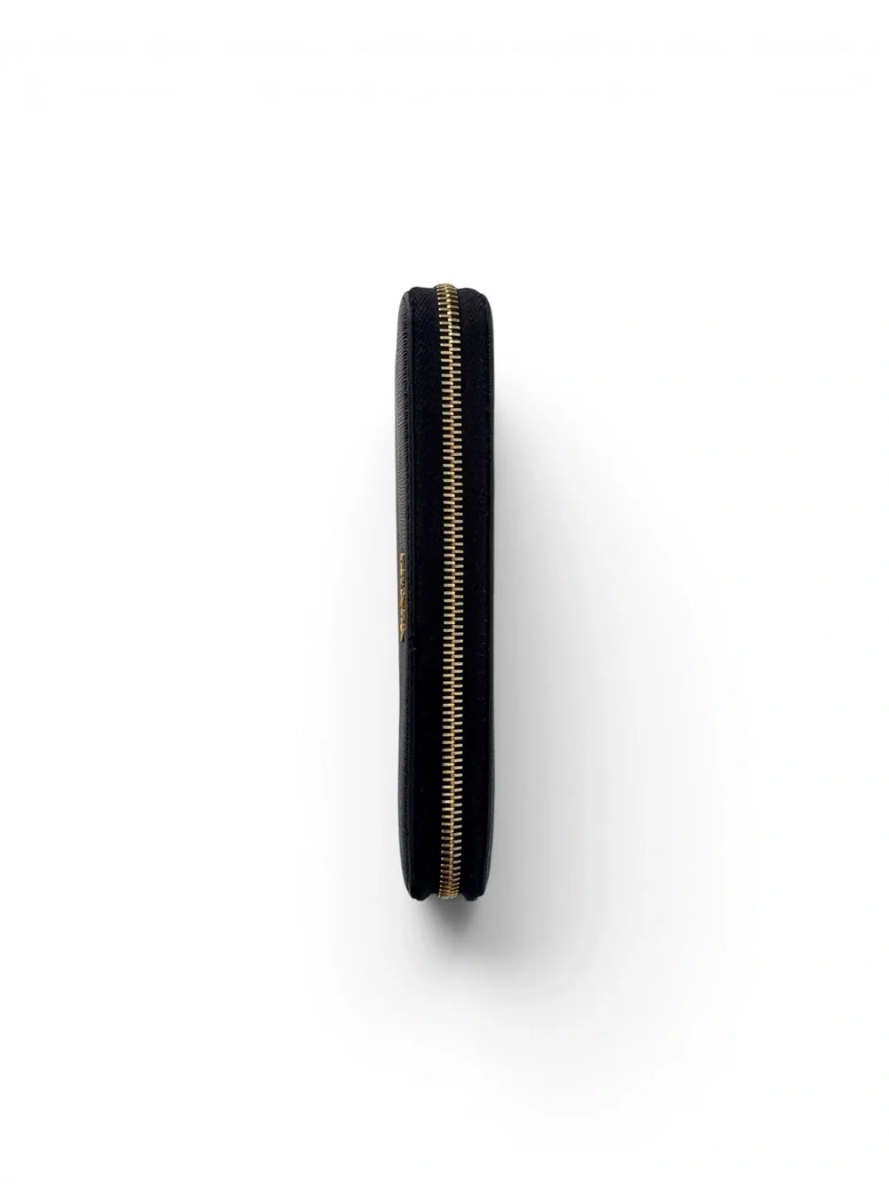 Prada Black Saffiano Zip-Around Clutch with Gold Logo